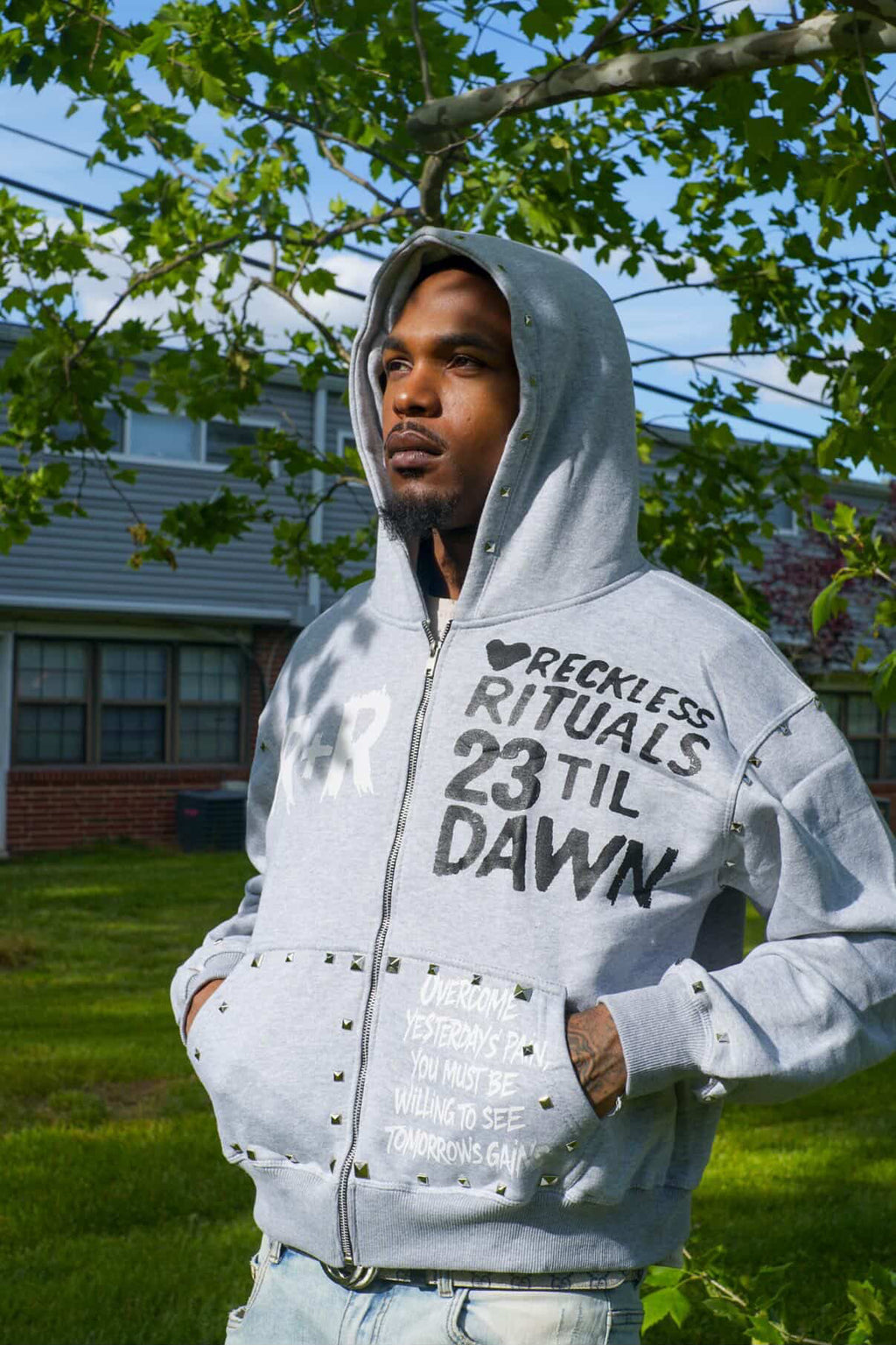 23TD Reckless Rituals Zip Hoodie — Ash Gray