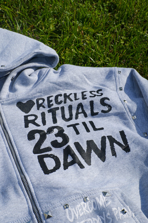 23TD Reckless Rituals Zip Hoodie — Ash Gray